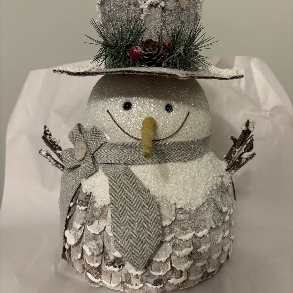 Festive Snowman Holiday tree topper Decor.
